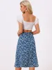 Floral Peasant Elastic Waist A-Line Ditsy Leave Midi Skirt sold by Allegra K