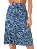 Floral Peasant Elastic Waist A-Line Ditsy Leave Midi Skirt sold by Allegra K