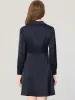 Work Smooth Silky Elegant Button Decor A-Line Satin Dress sold by Allegra K