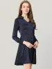 Work Smooth Silky Elegant Button Decor A-Line Satin Dress sold by Allegra K