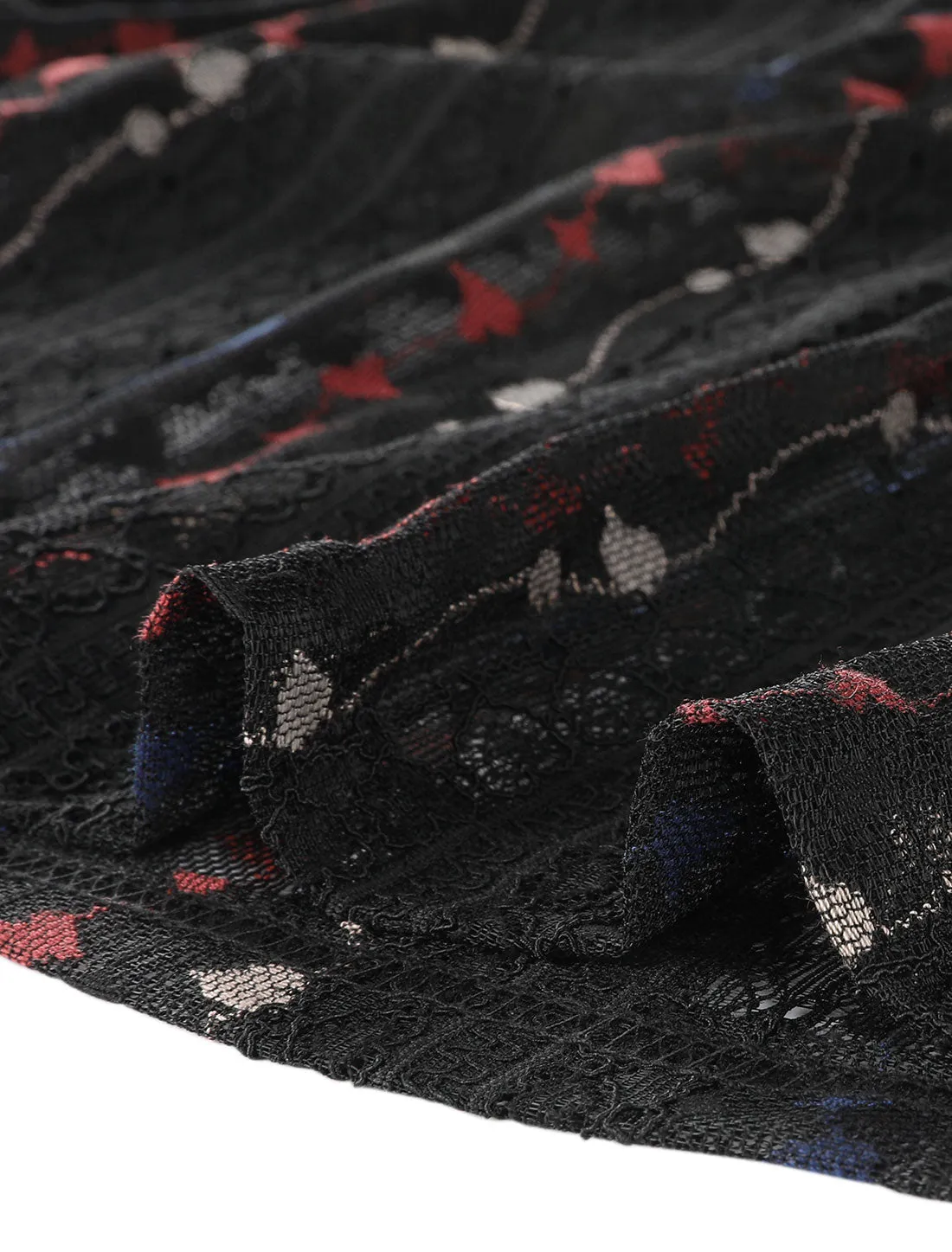 Valentine's Day 3/4 Sleeve Ruffle Mock Neck Sheer Lace Top sold by Allegra K product image thumbnail 5