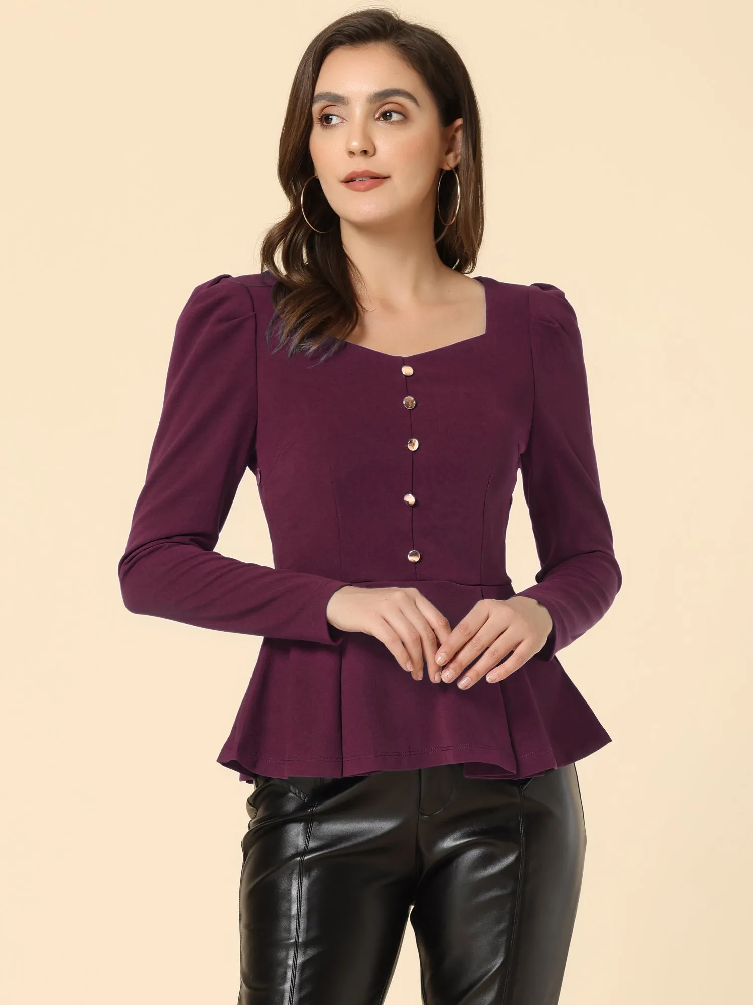 Square Neck Peplum Halloween Long Sleeve Knit Party Club Blouse sold by Allegra K product image thumbnail 4