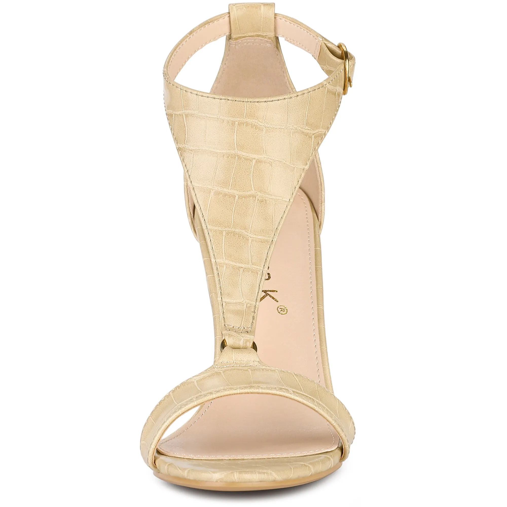 T-Strap Croc Embossed Stiletto Heel Buckle Closure Sandals sold by Allegra K product image thumbnail 4