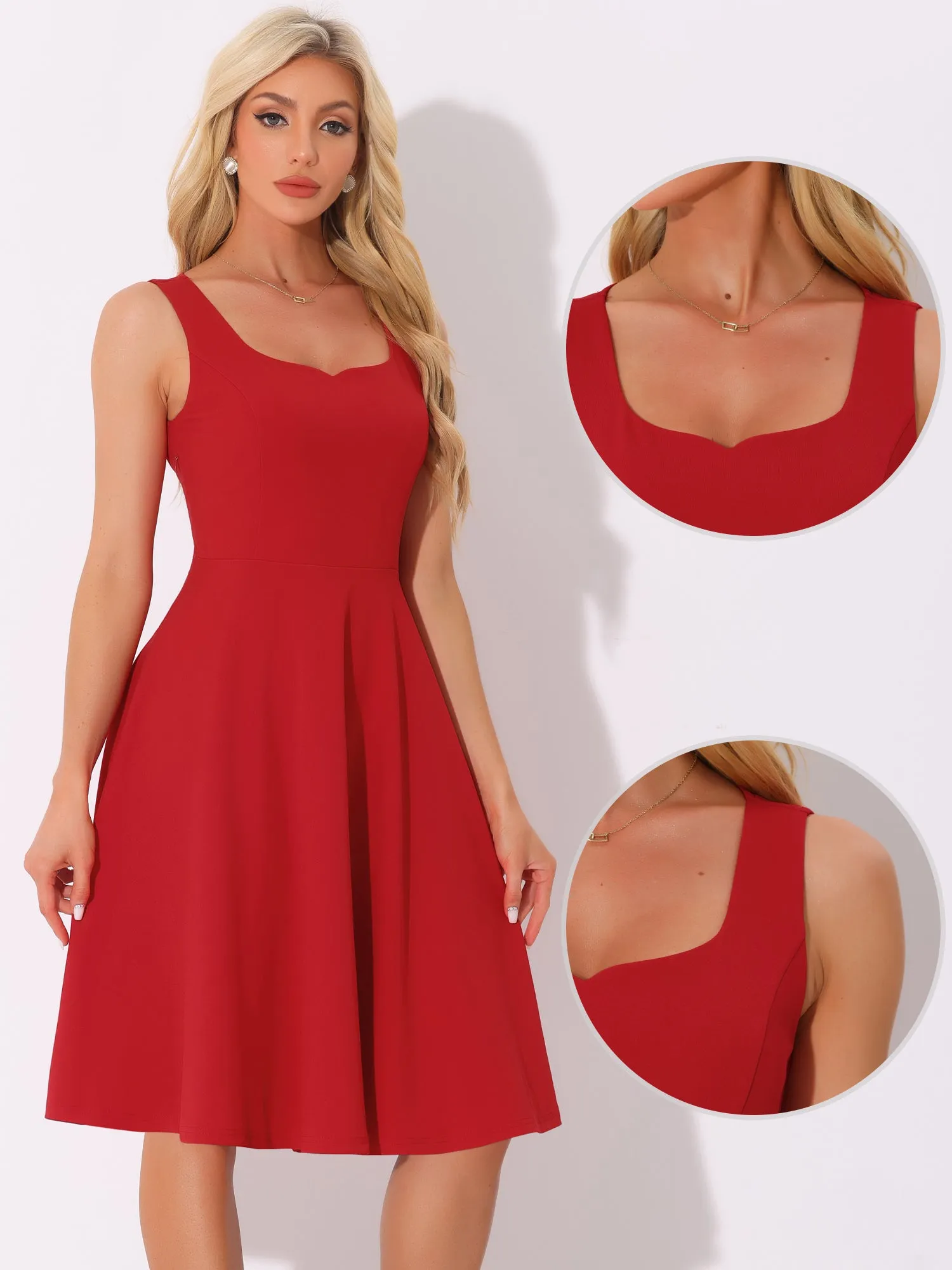 Sweetheart Neck Sleeveless A-Line Midi Swing Dress sold by Allegra K product image thumbnail 2