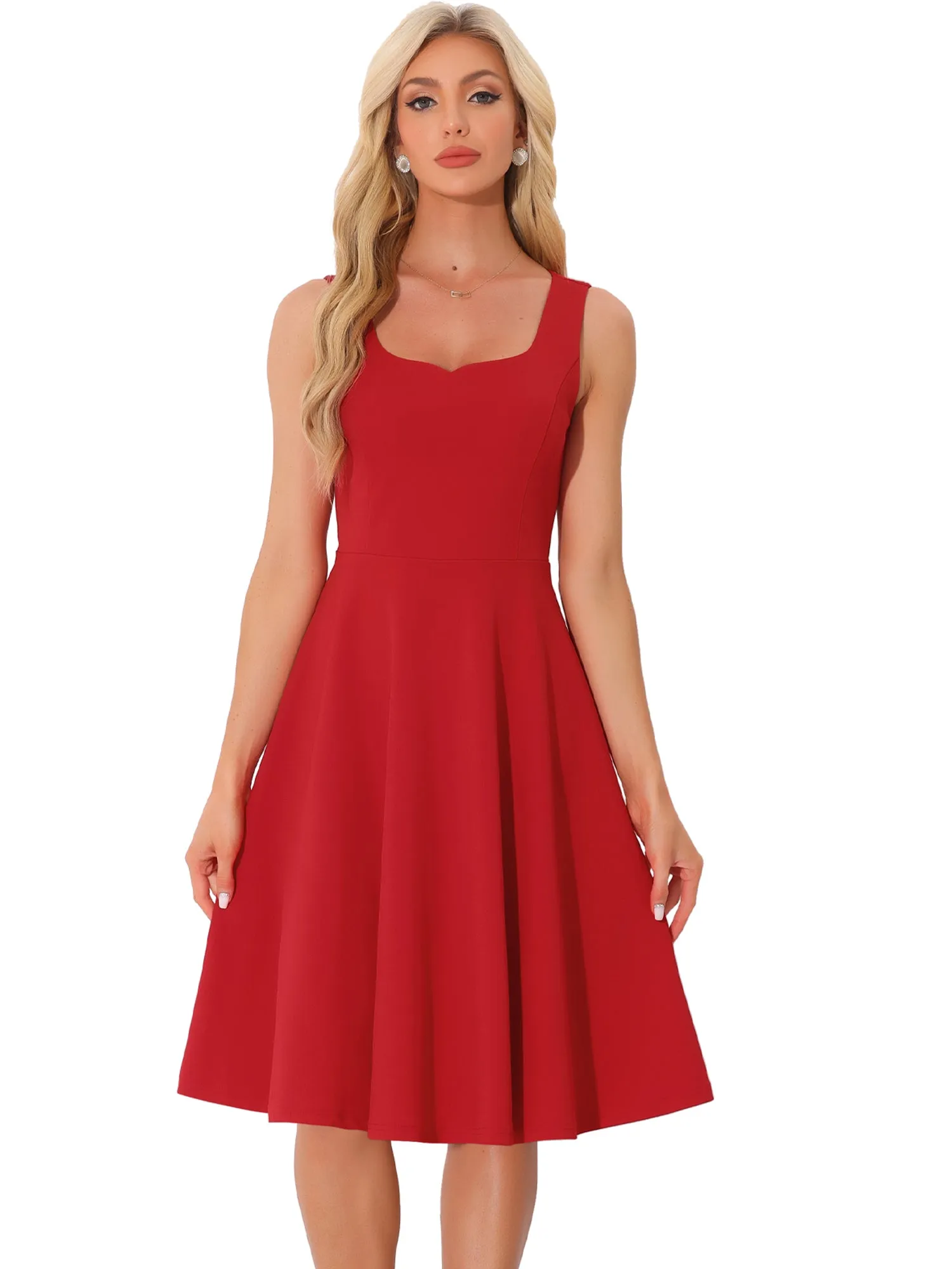 Sweetheart Neck Sleeveless A-Line Midi Swing Dress sold by Allegra K product image thumbnail 4