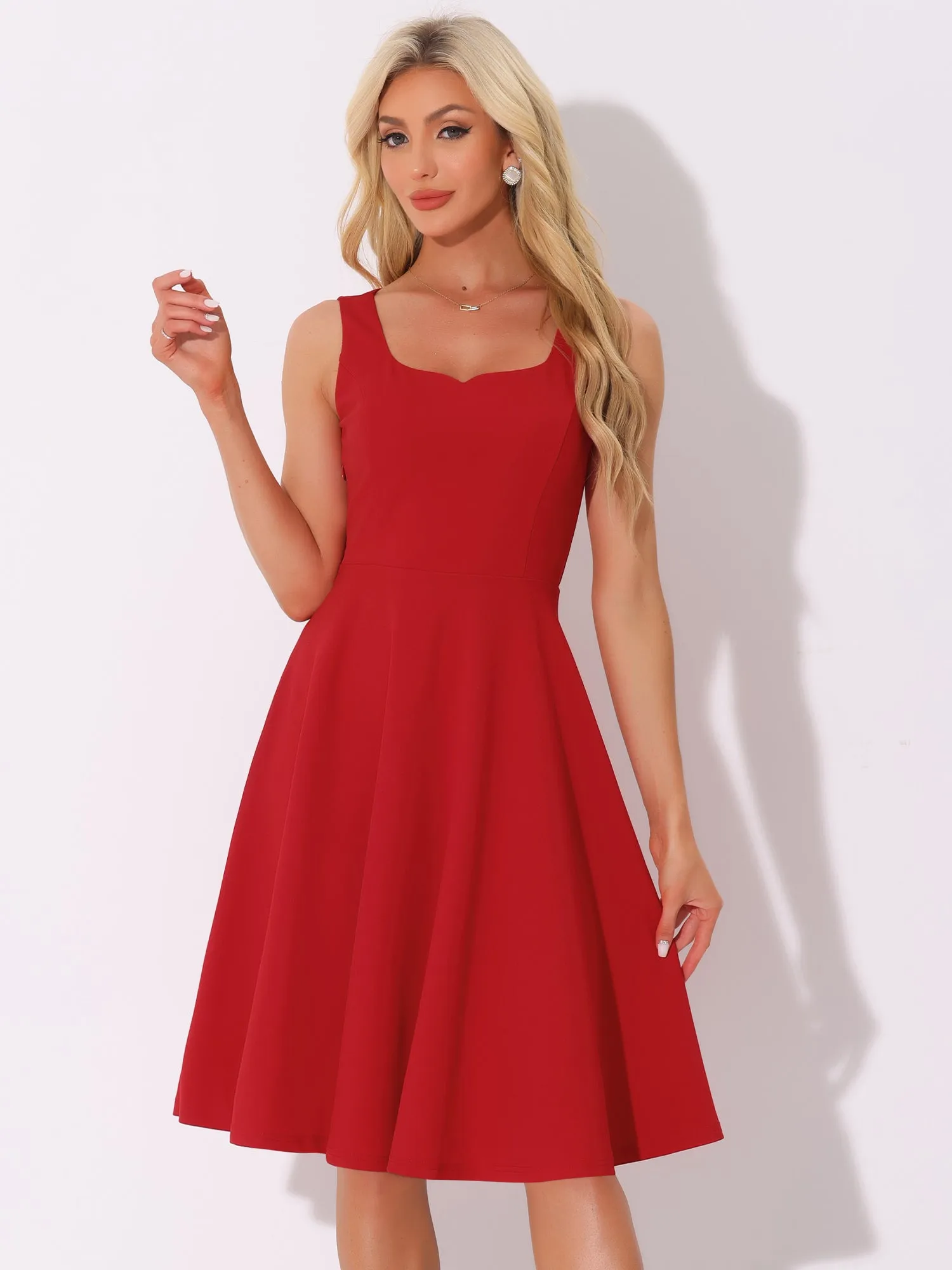 Sweetheart Neck Sleeveless A-Line Midi Swing Dress sold by Allegra K