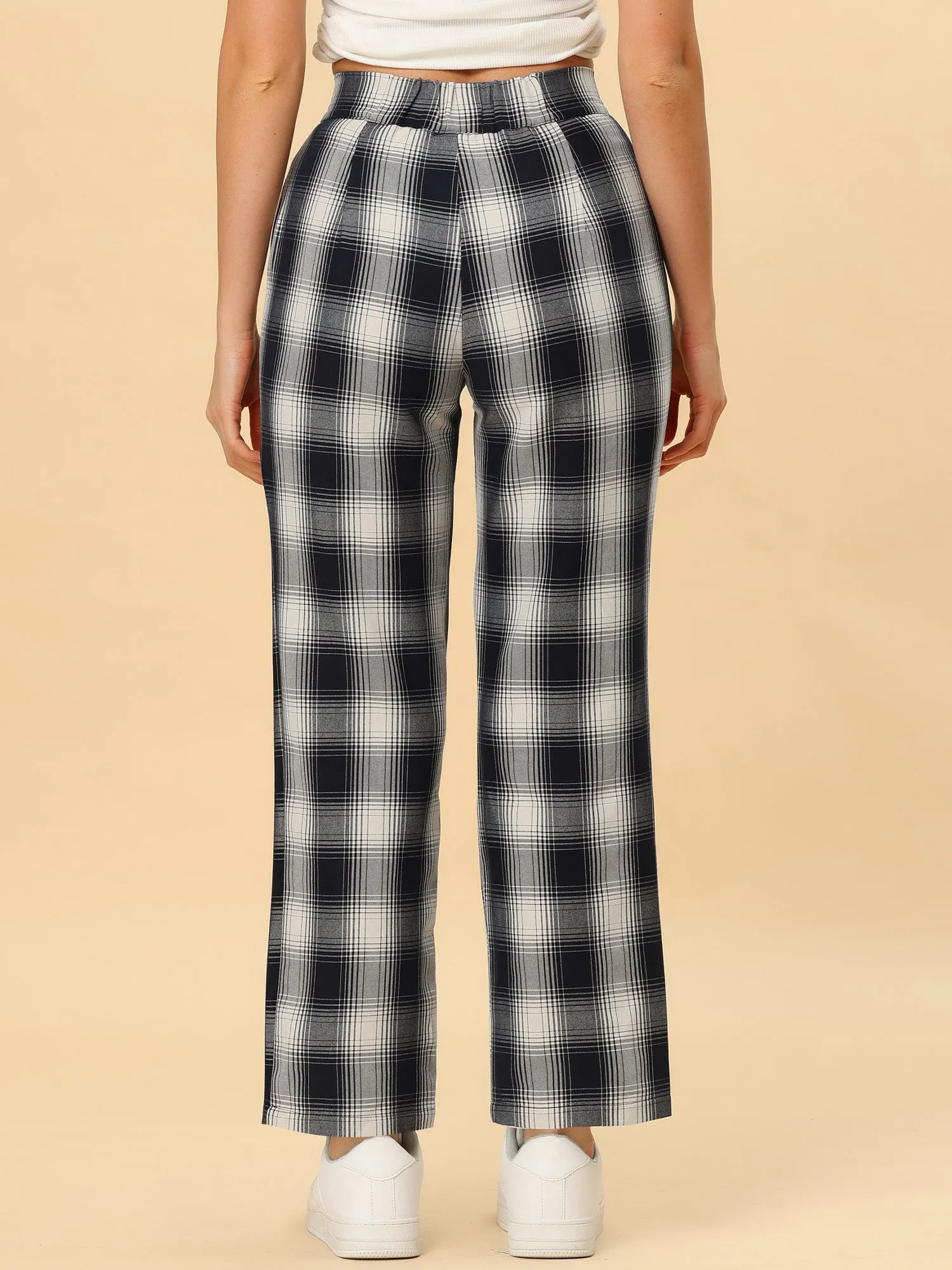 Plaid Check Straight Leg Trousers Bootcut Pants sold by Allegra K product image thumbnail 4