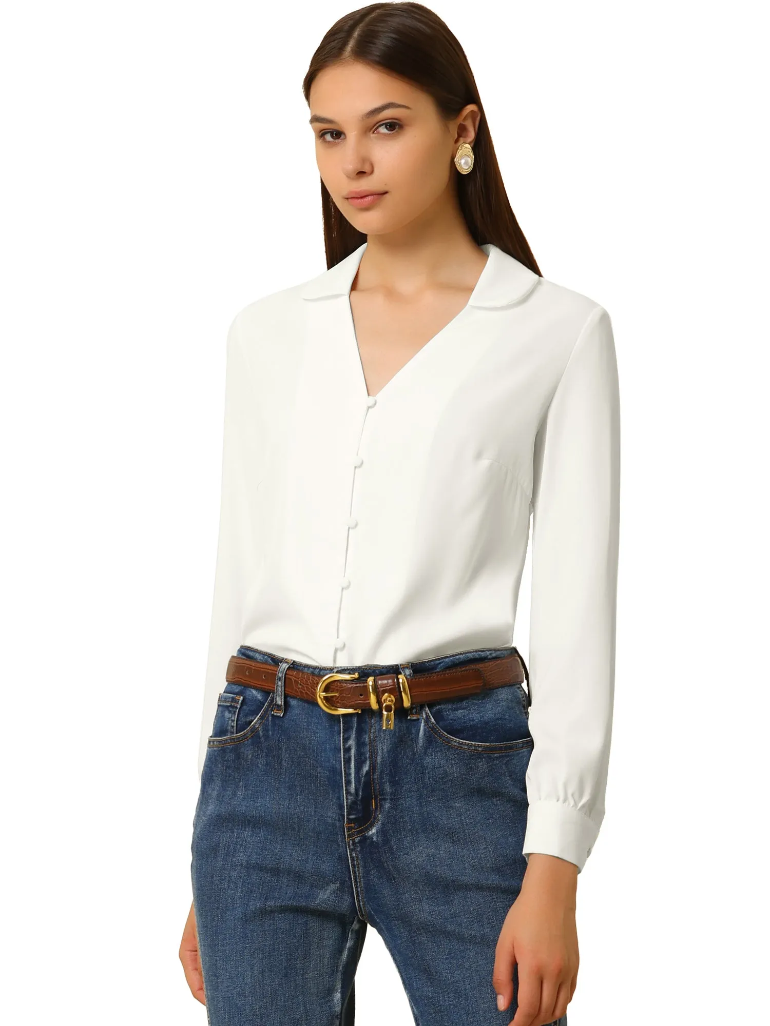 Work Vintage Button Down Business Casual Top sold by Allegra K product image thumbnail 2