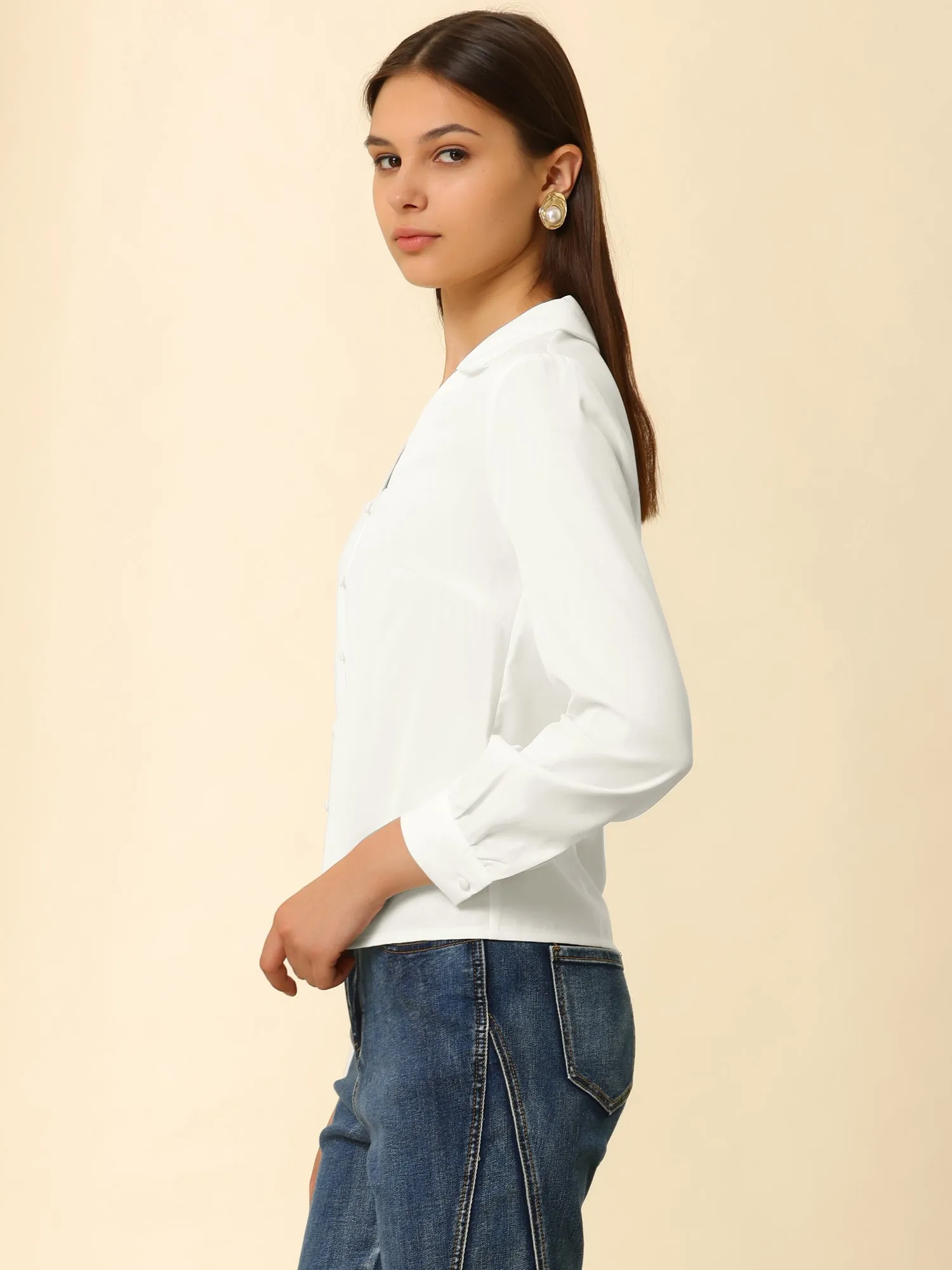 Work Vintage Button Down Business Casual Top sold by Allegra K product image thumbnail 4