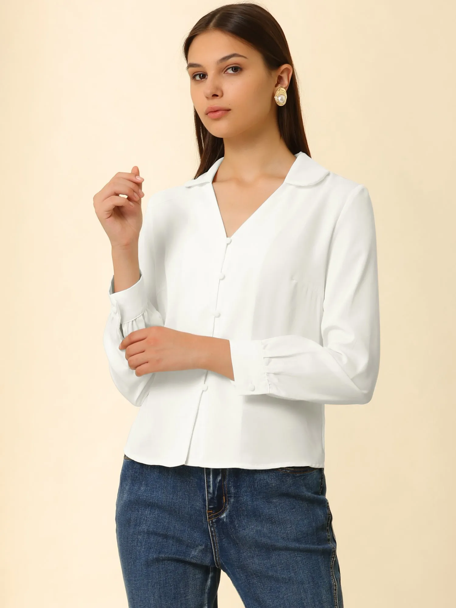 Work Vintage Button Down Business Casual Top sold by Allegra K product image thumbnail 3