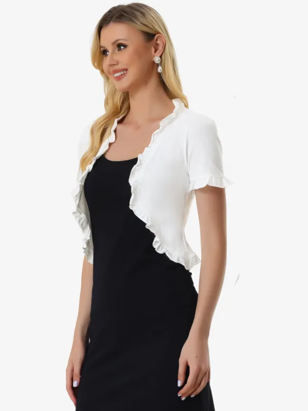 Bolero Shrugs Ruffle Short Sleeve Shrugs for Dress sold by Allegra K