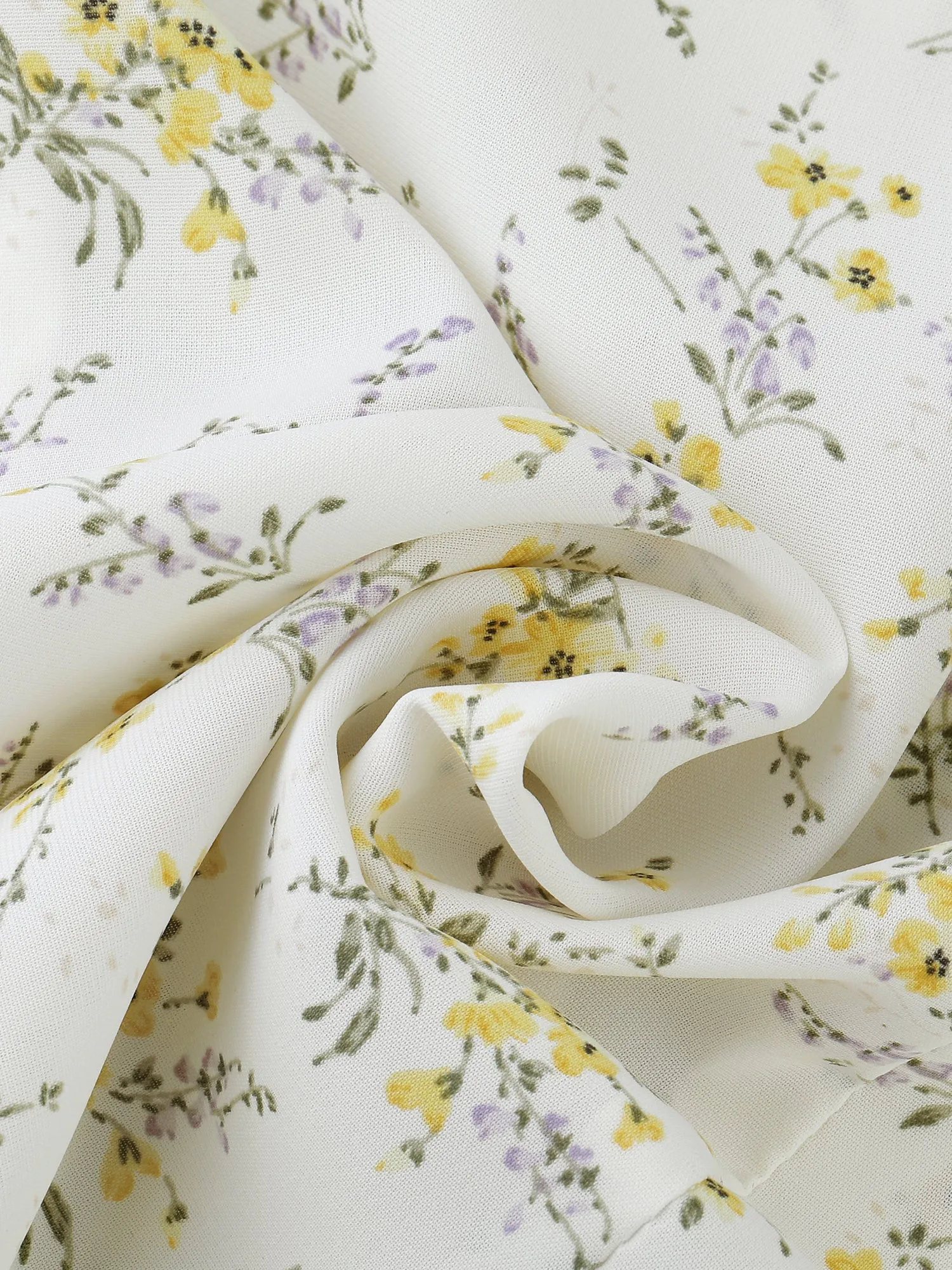 Ruffled Floral Blouse Crochet Trim V Neck Long Sleeve Chiffon Top sold by Allegra K product image thumbnail 4