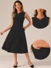Notch Neck Pocketed Work Office A-Line Midi Dress sold by Allegra K
