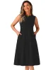 Notch Neck Pocketed Work Office A-Line Midi Dress sold by Allegra K