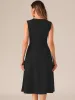 Notch Neck Pocketed Work Office A-Line Midi Dress sold by Allegra K