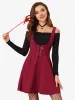 Halloween Suspender Gothic Lace Up A-Line Mini Overall Skirt sold by Allegra K