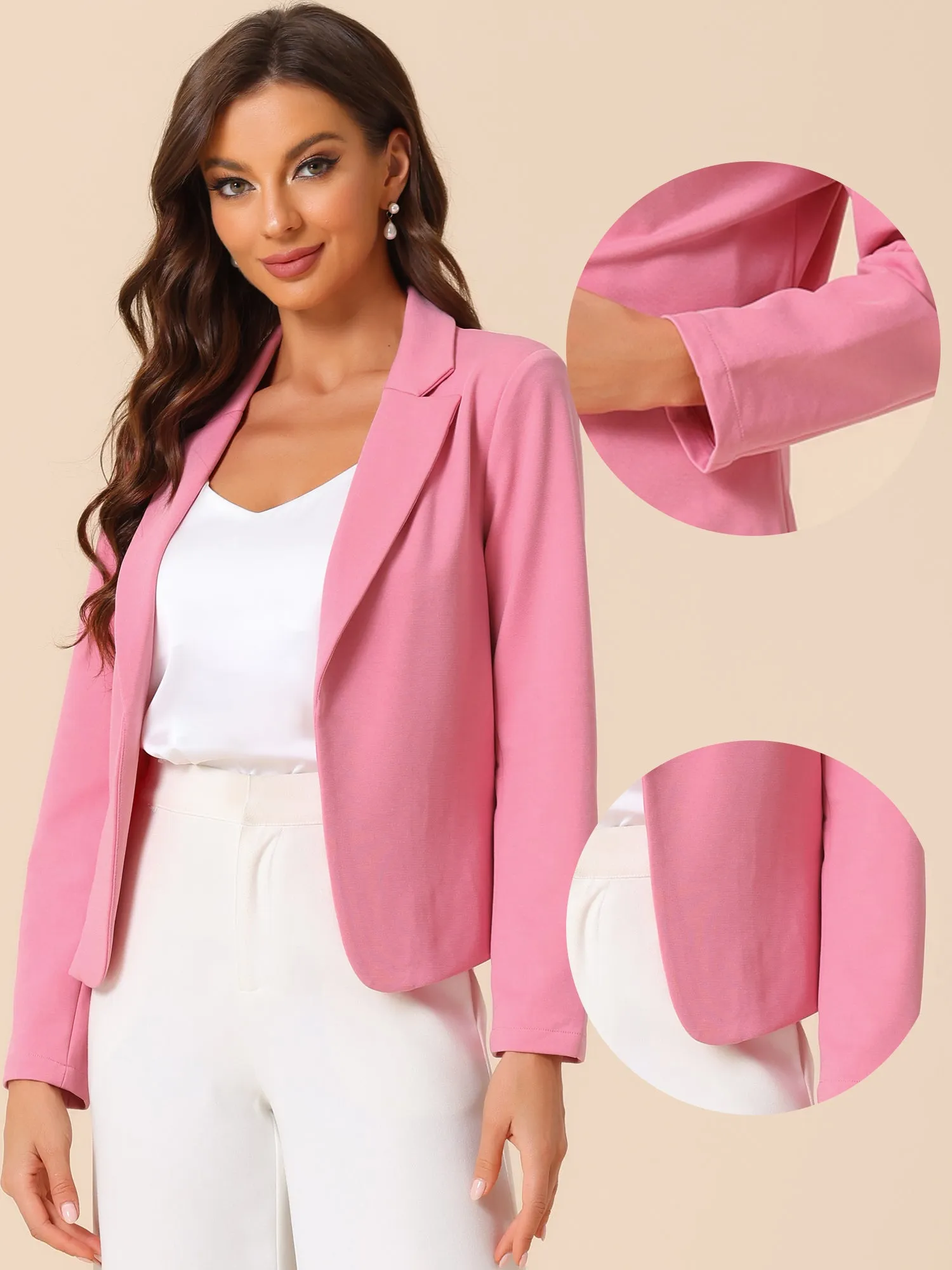 Business Blazer Open Front Office Casual Work Crop Suit Jacket sold by Allegra K product image thumbnail 2