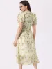 Floral Print Short Sleeve Cinched Waist Long Midi Dress sold by Allegra K