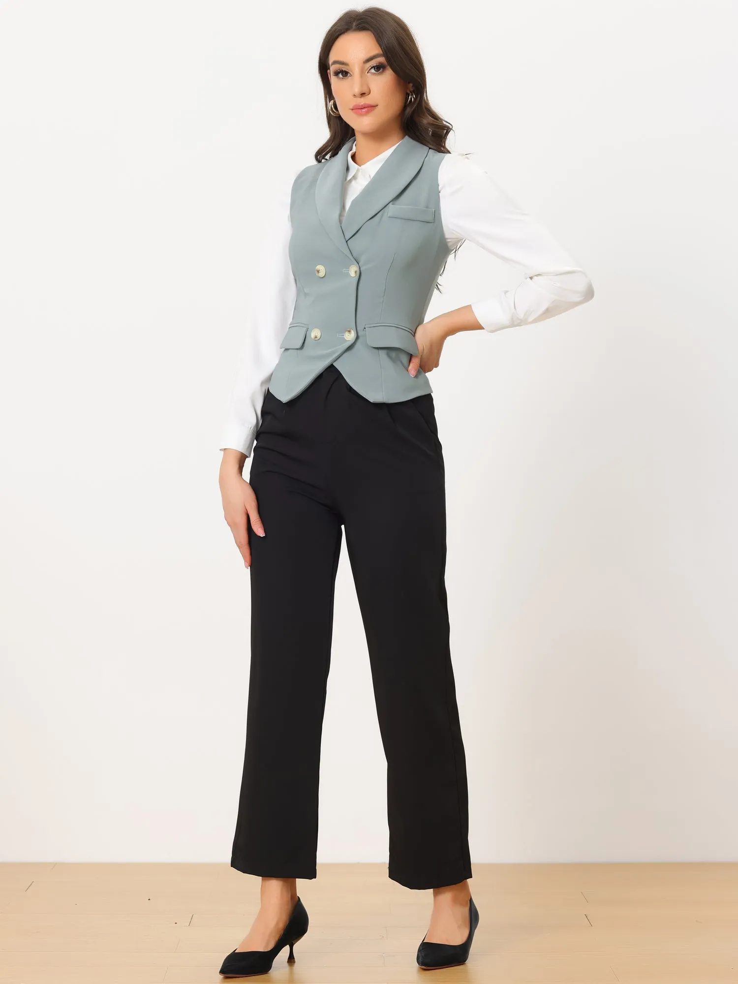 Waistcoat Lapel Collar Dressy Versatile Racerback Suit Vest sold by Allegra K product image thumbnail 2