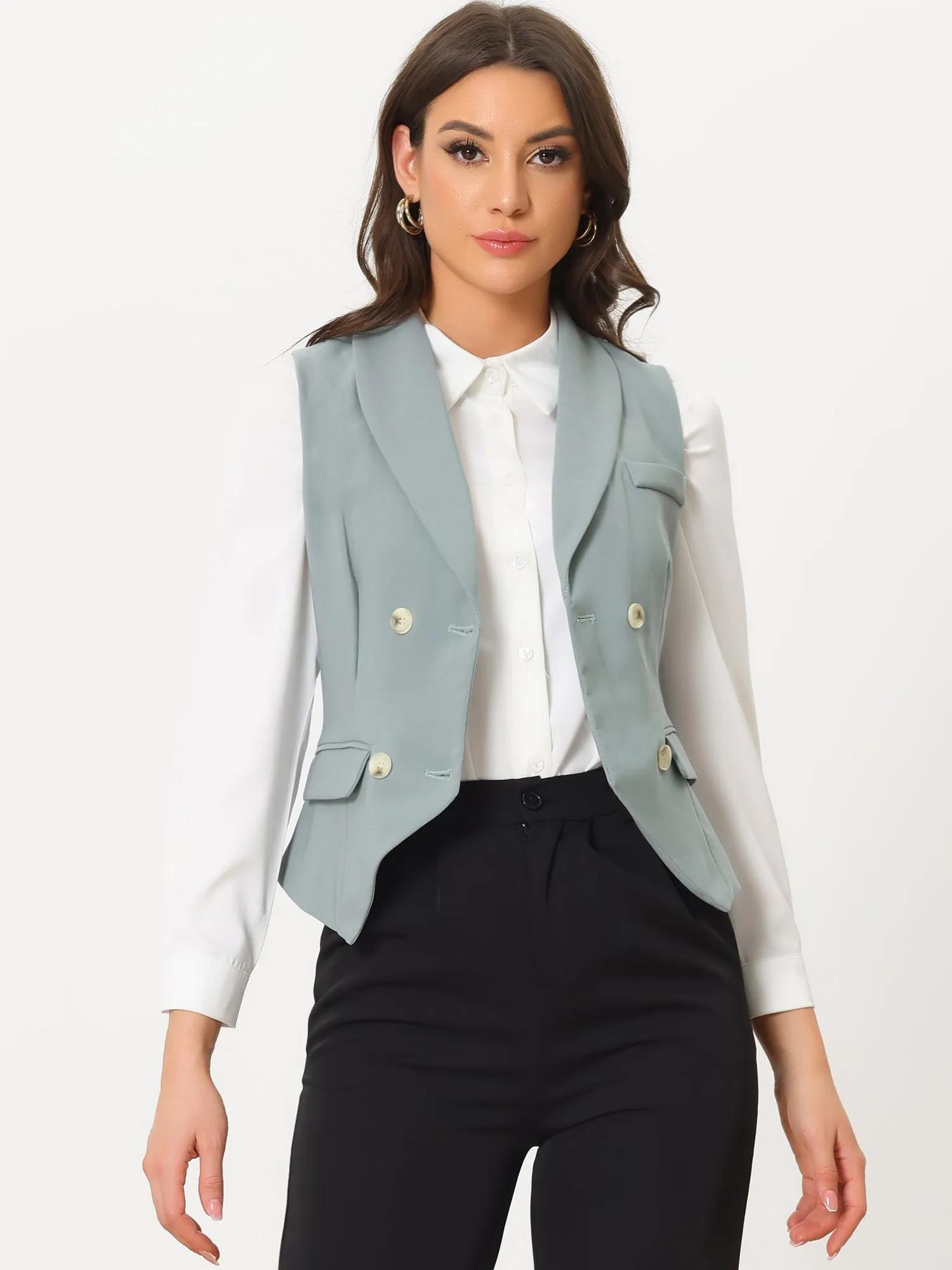 Waistcoat Lapel Collar Dressy Versatile Racerback Suit Vest sold by Allegra K