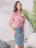 Self Tie V Neck Peasant Crop Top Floral Blouse sold by Allegra K