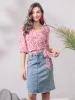 Self Tie V Neck Peasant Crop Top Floral Blouse sold by Allegra K