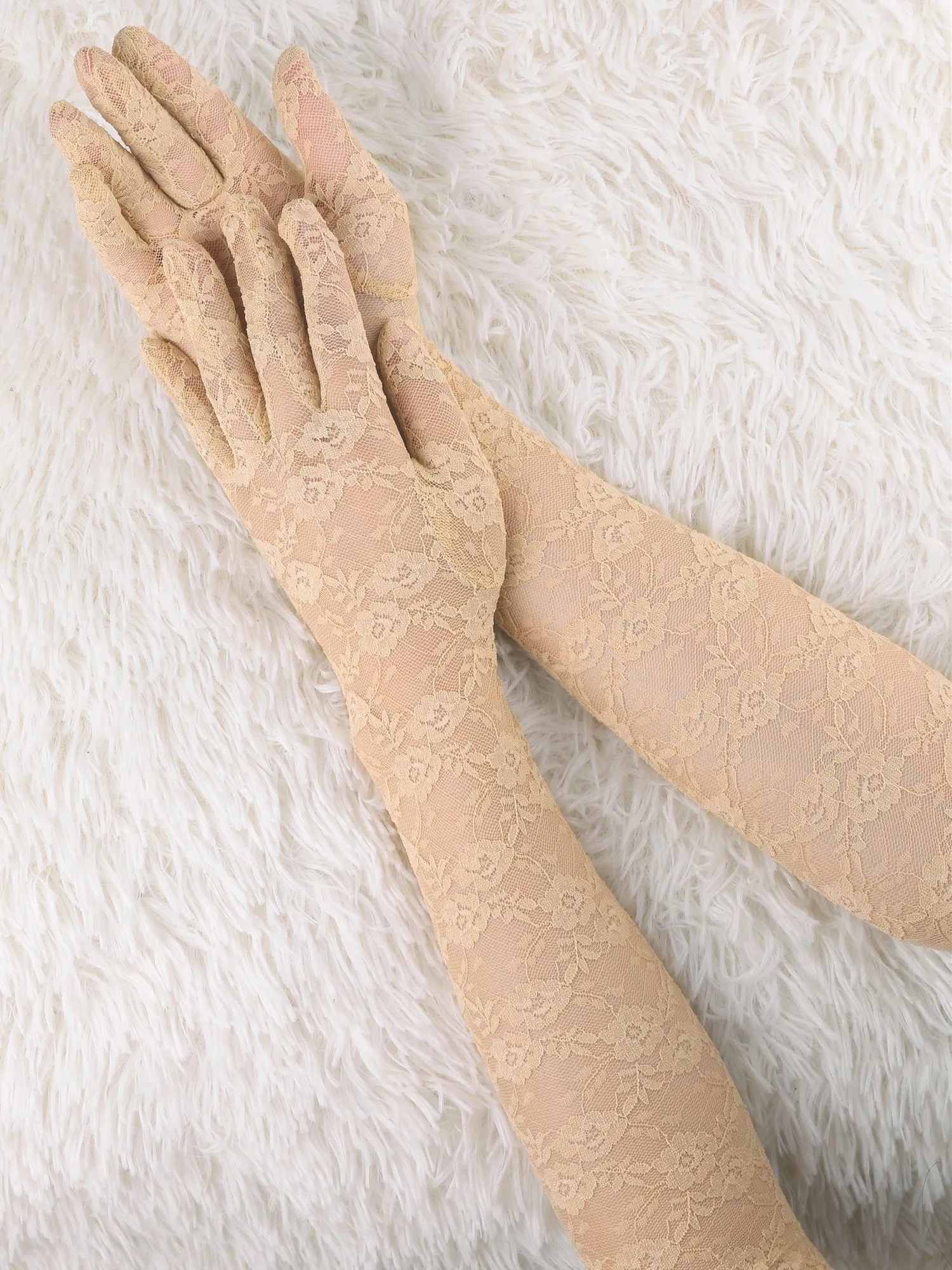 Women Opera Length Floral Lace Full Finger Gloves Pair sold by Allegra K product image thumbnail 2