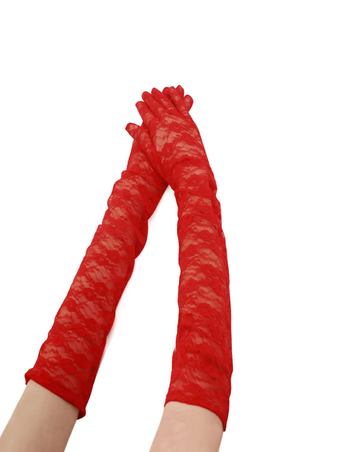 Women Opera Length Floral Lace Full Finger Gloves Pair sold by Allegra K product image thumbnail 5