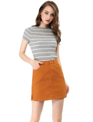 Double Slits Above Knee Straight Work Pencil Skirt sold by Allegra K