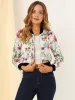 Floral Stand Collar Long Sleeve Zip Up Bomber Jacket sold by Allegra K