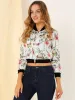 Floral Stand Collar Long Sleeve Zip Up Bomber Jacket sold by Allegra K