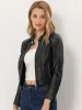 Faux Leather Jacket Zip Up Slim Fit Long Sleeve Moto Biker Coat sold by Allegra K