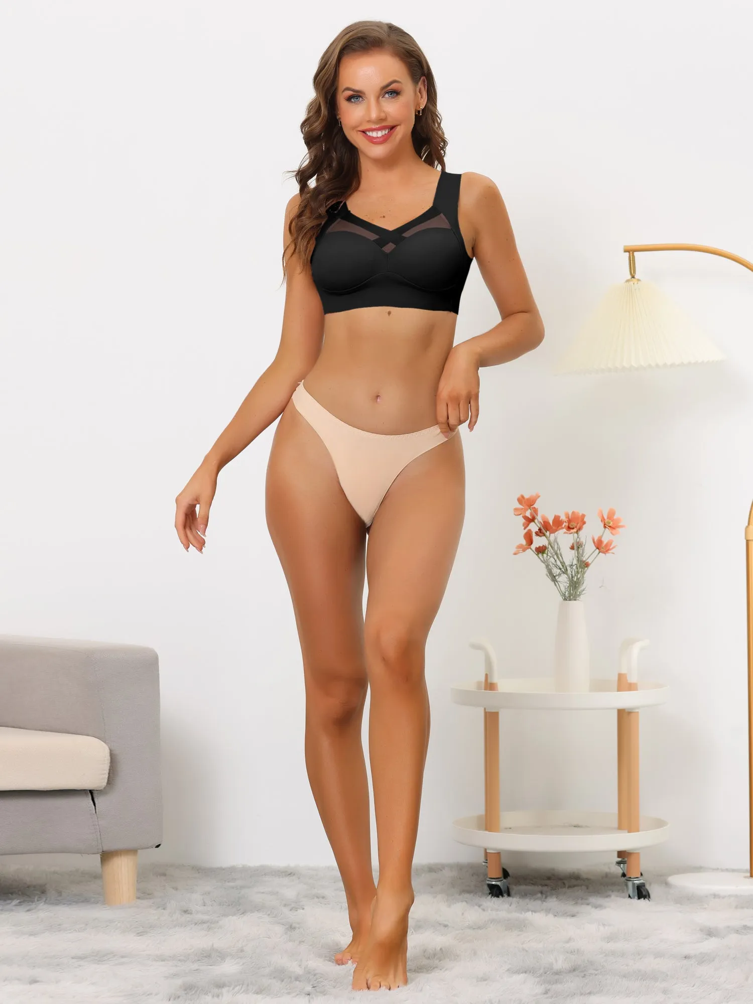 Women's Push Up Minimizer Bralette Full Coverage Mesh Wirefree Tank Top Bras sold by Allegra K product image thumbnail 4