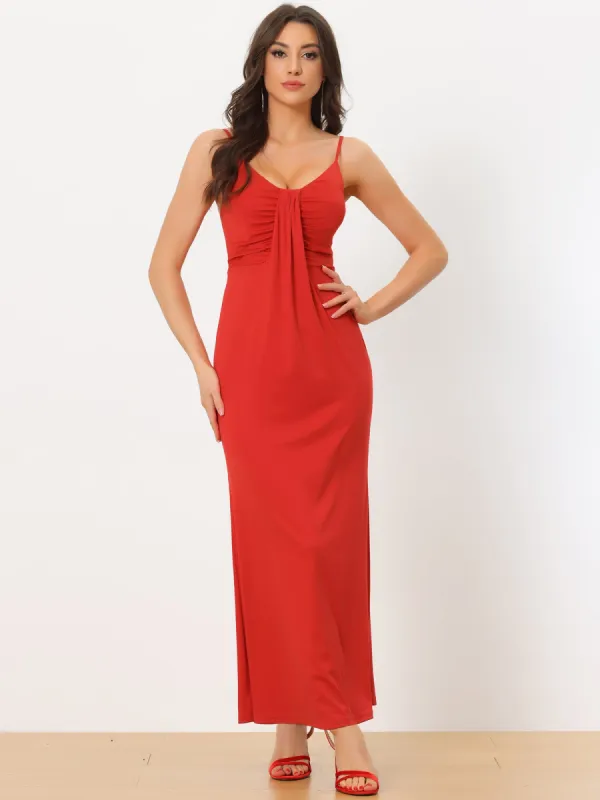 Elegant Evening Spaghetti Strap Bodycon Mermaid Maxi Dress sold by Allegra K