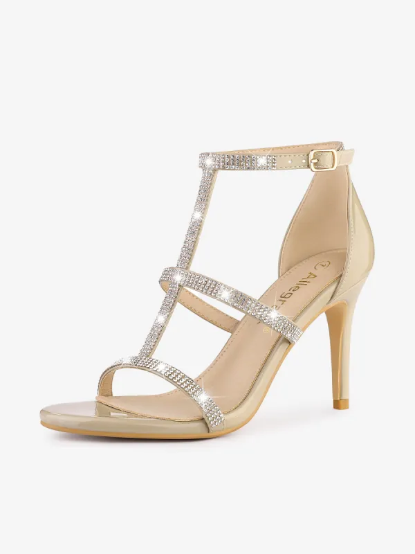 Rhinestone Ankle Strap Stiletto High Heel Sandals sold by Allegra K