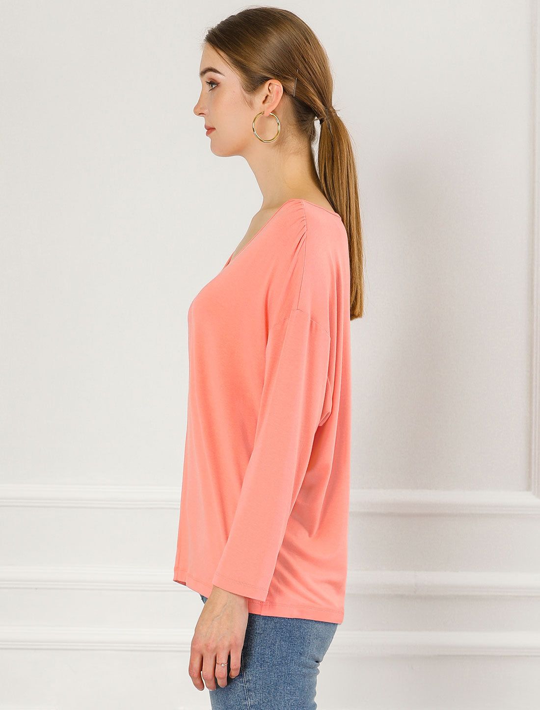 Comfort V Neck Batwing Dolman Loose Top Casual T-Shirt sold by Allegra K product image thumbnail 3