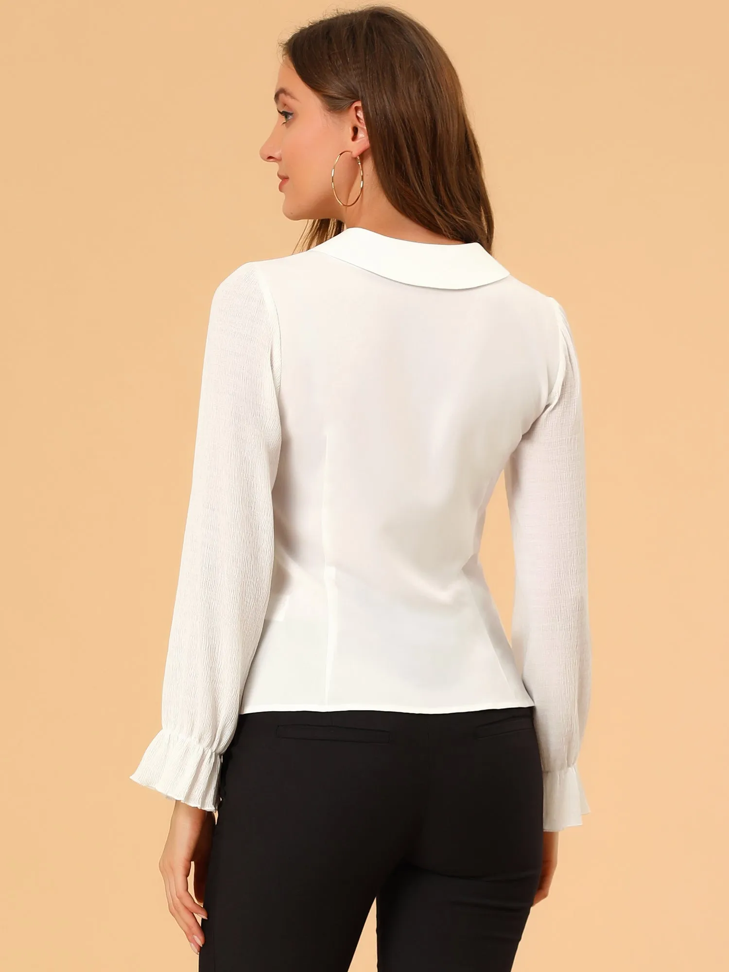 Peter Pan Collar Tops Elegant Lightweight Button Down Work Shirt sold by Allegra K product image thumbnail 4