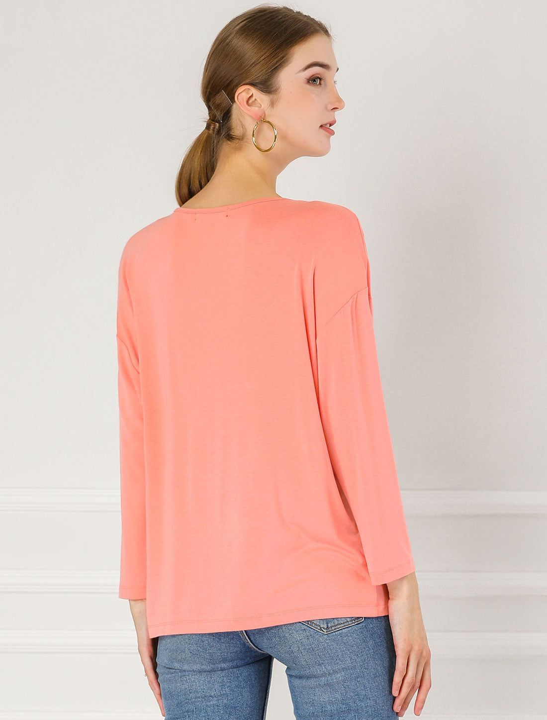 Comfort V Neck Batwing Dolman Loose Top Casual T-Shirt sold by Allegra K product image thumbnail 4