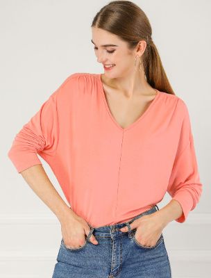 Comfort V Neck Batwing Dolman Loose Top Casual T-Shirt sold by Allegra K
