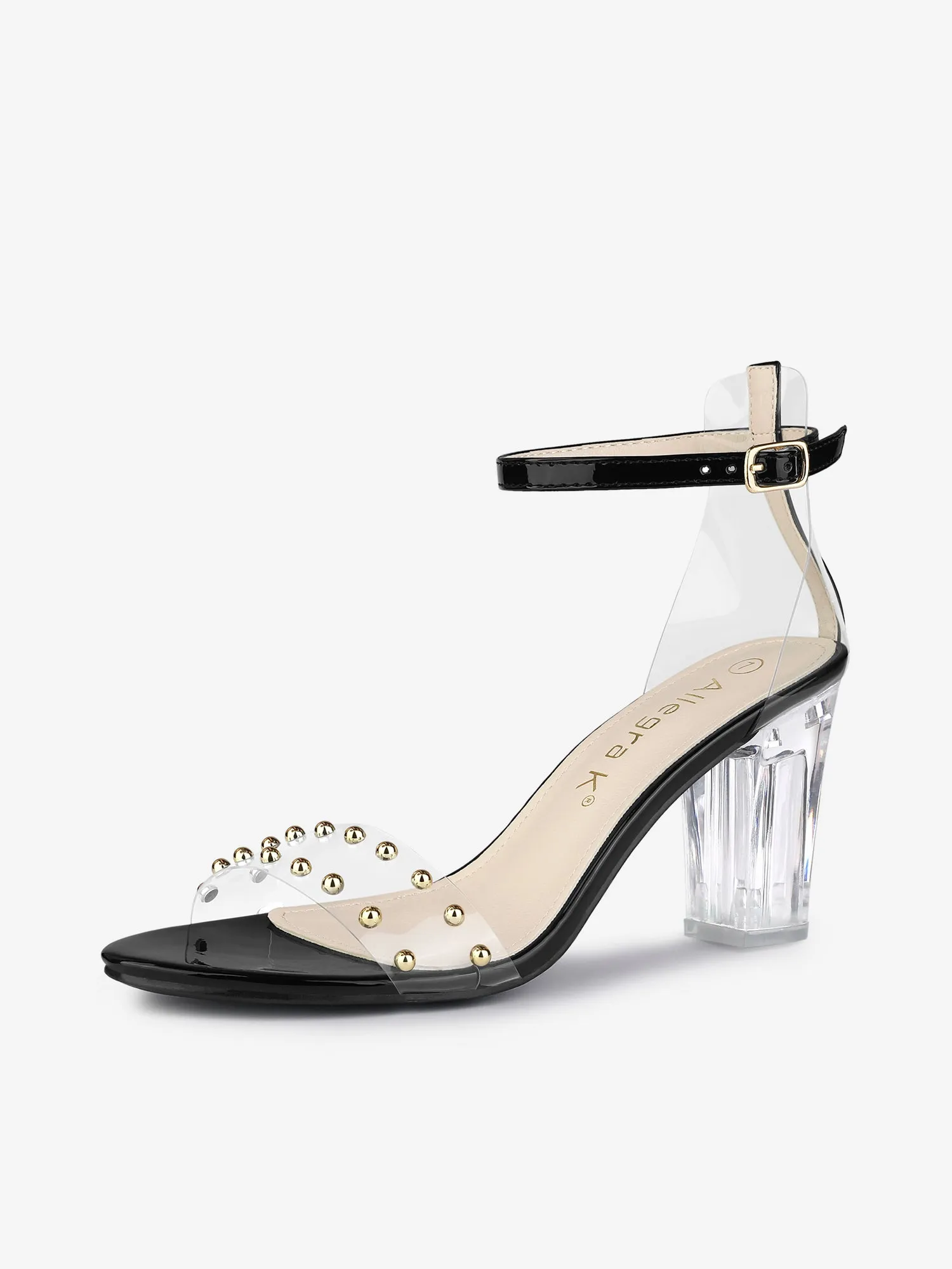 Buckle Closure Clear Block Heel Ankle Strap Sandals sold by Allegra K
