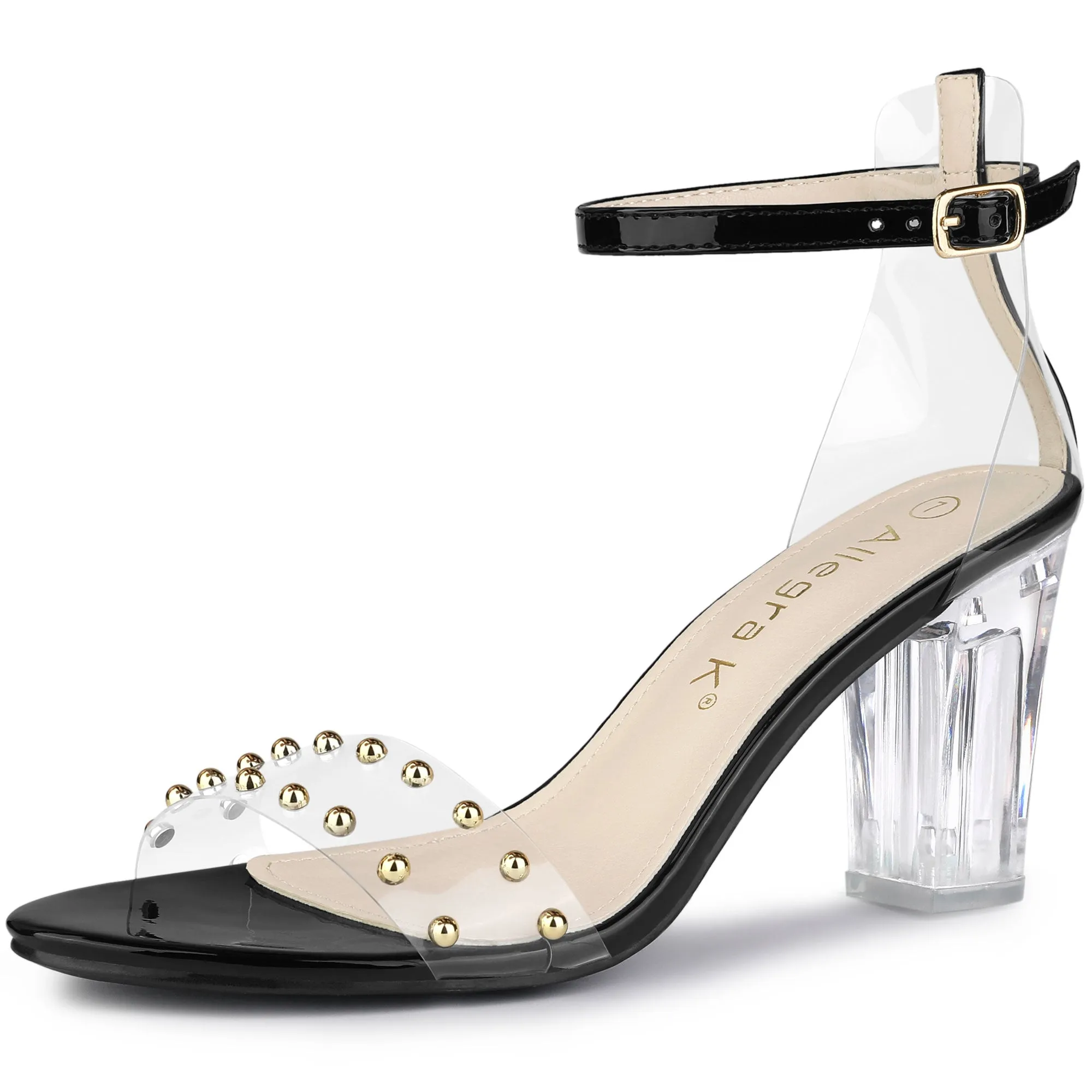 Buckle Closure Clear Block Heel Ankle Strap Sandals sold by Allegra K product image thumbnail 2