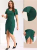 Solid Wrap Work Short Sleeve Bodycon Midi Dress sold by Allegra K
