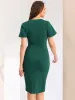 Solid Wrap Work Short Sleeve Bodycon Midi Dress sold by Allegra K