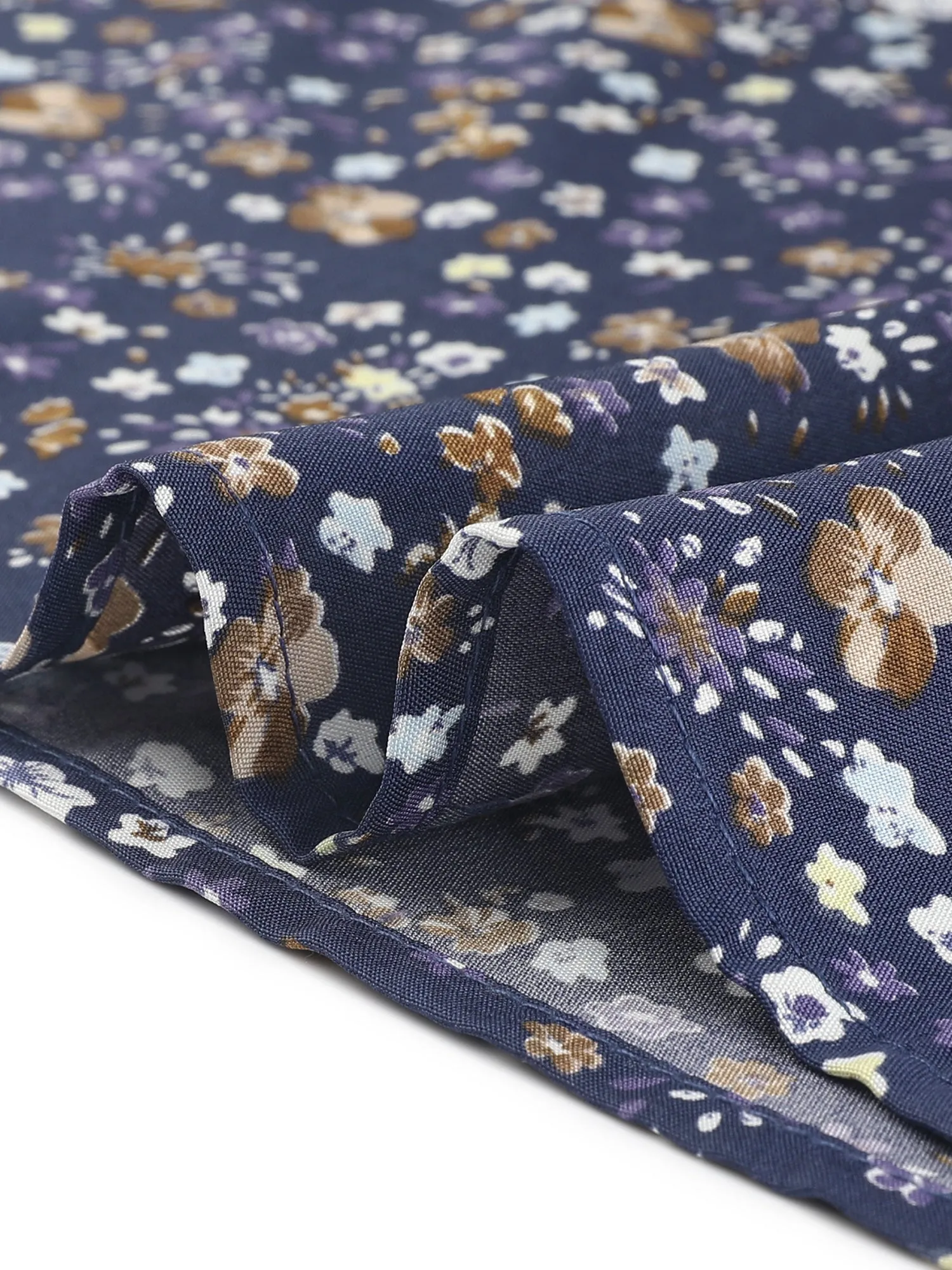 Bow Tie V Neck Short Sleeve Straight Loose Breathable Printed Blouse sold by Allegra K product image thumbnail 4