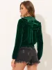 Hooded Jacket Pockets Casual Velvet Zip Up Crop Sweatshirt sold by Allegra K