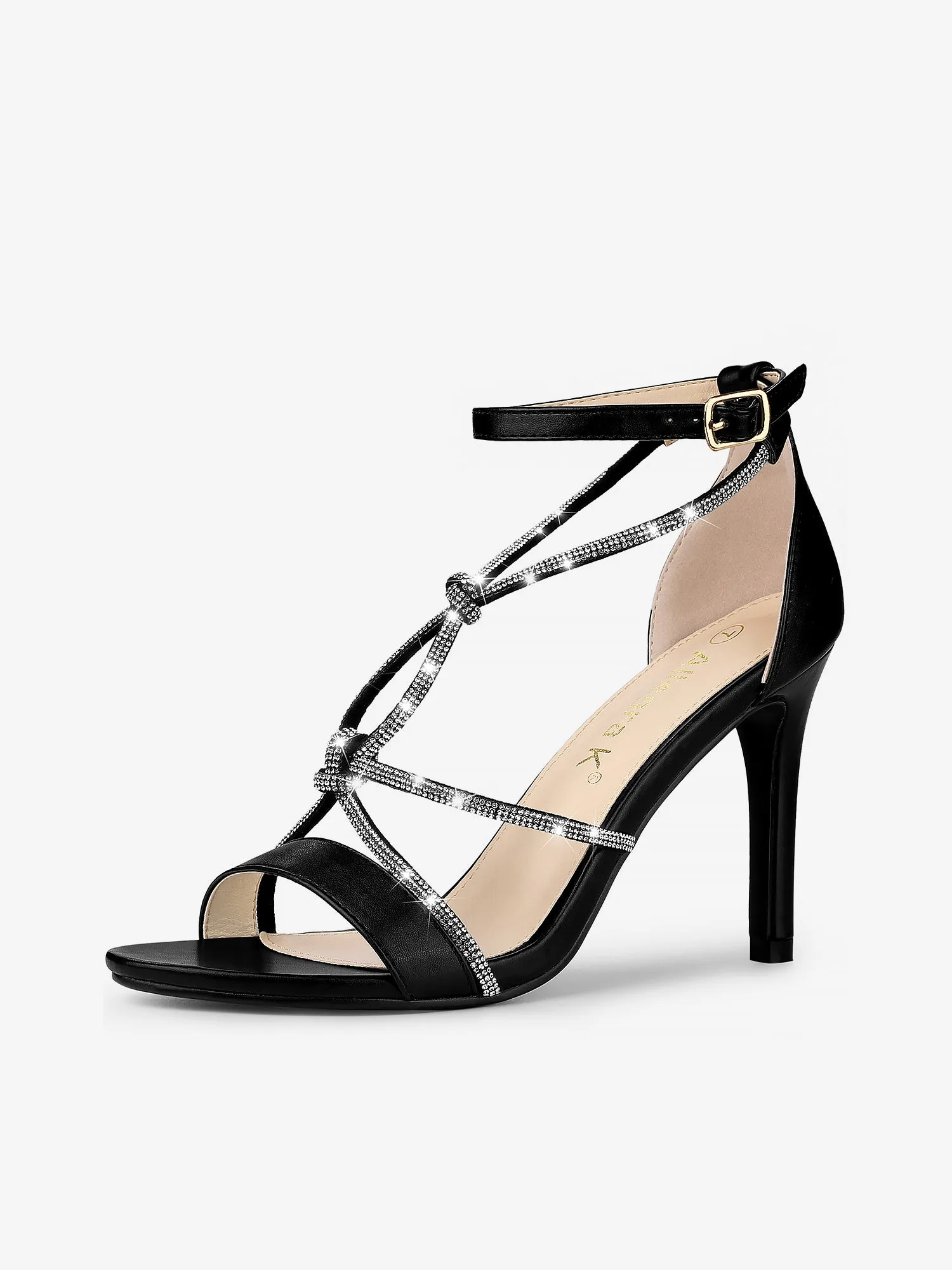 Women's Rhinestone Knot Strap Stiletto Heels Sandals sold by Allegra K