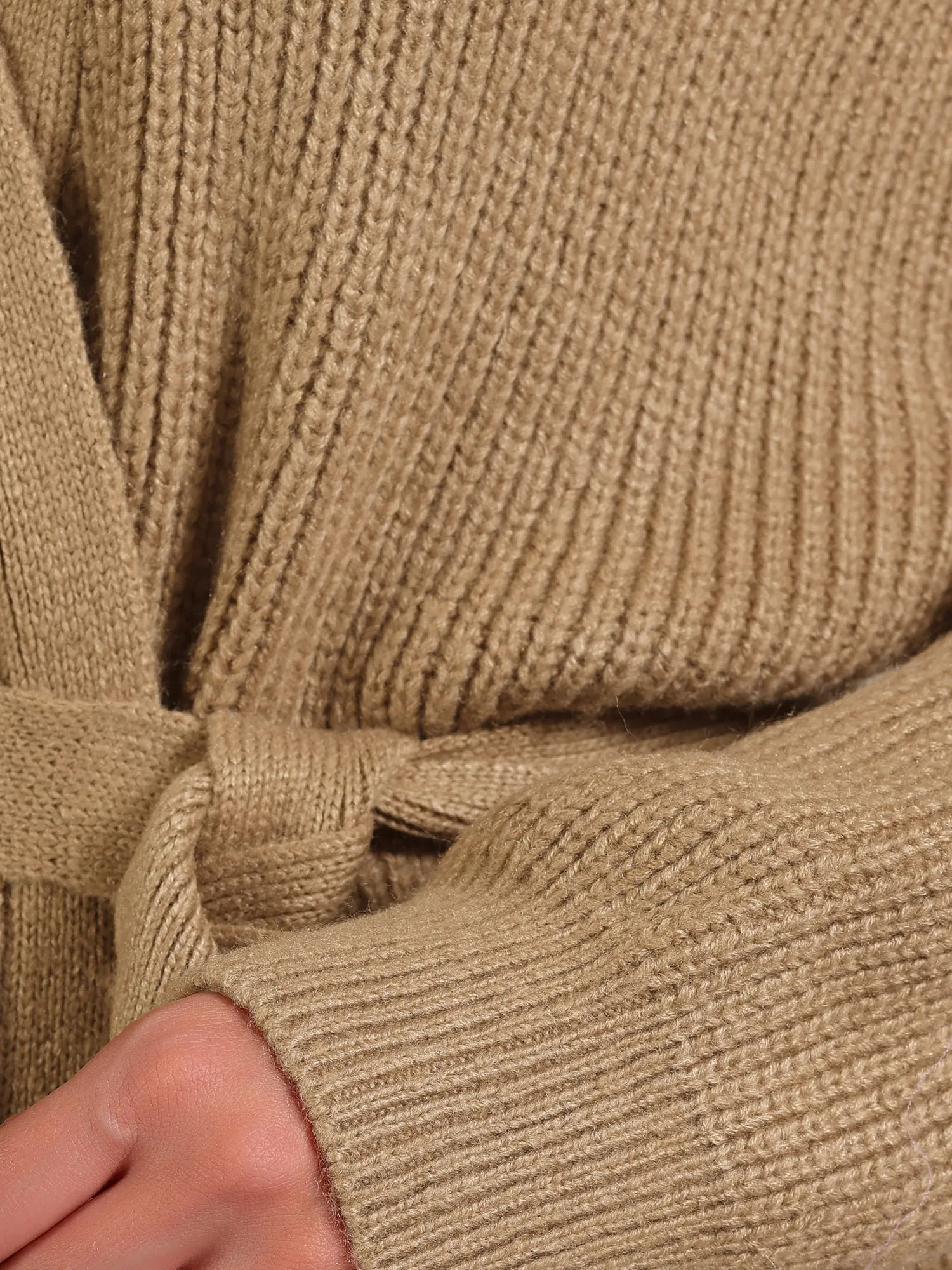 Open Front Long Sleeve Belted Knit Sweater Long Cardigan sold by Allegra K product image thumbnail 4