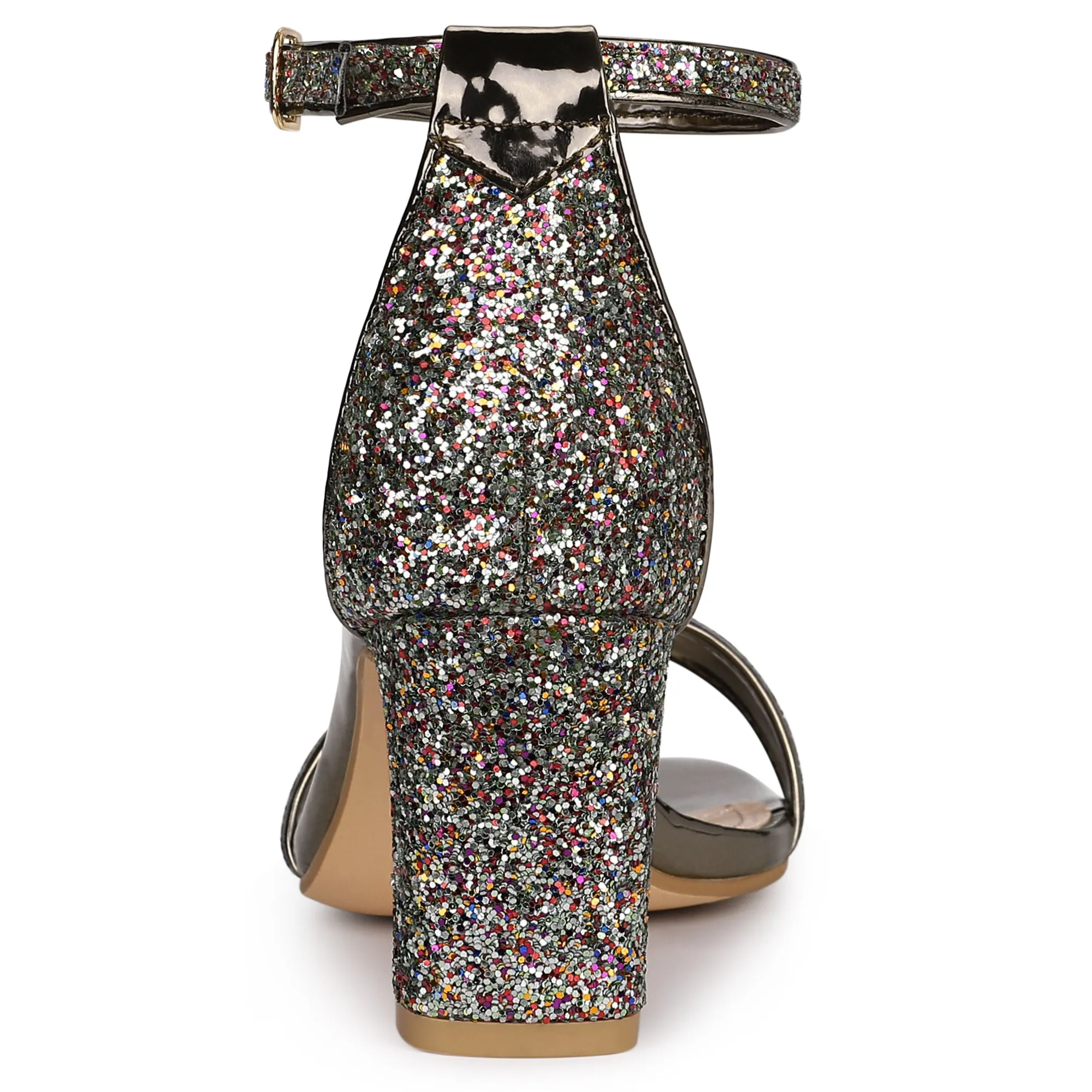 Glitter Ankle Strap Chunky Heel Sandal sold by Allegra K product image thumbnail 4