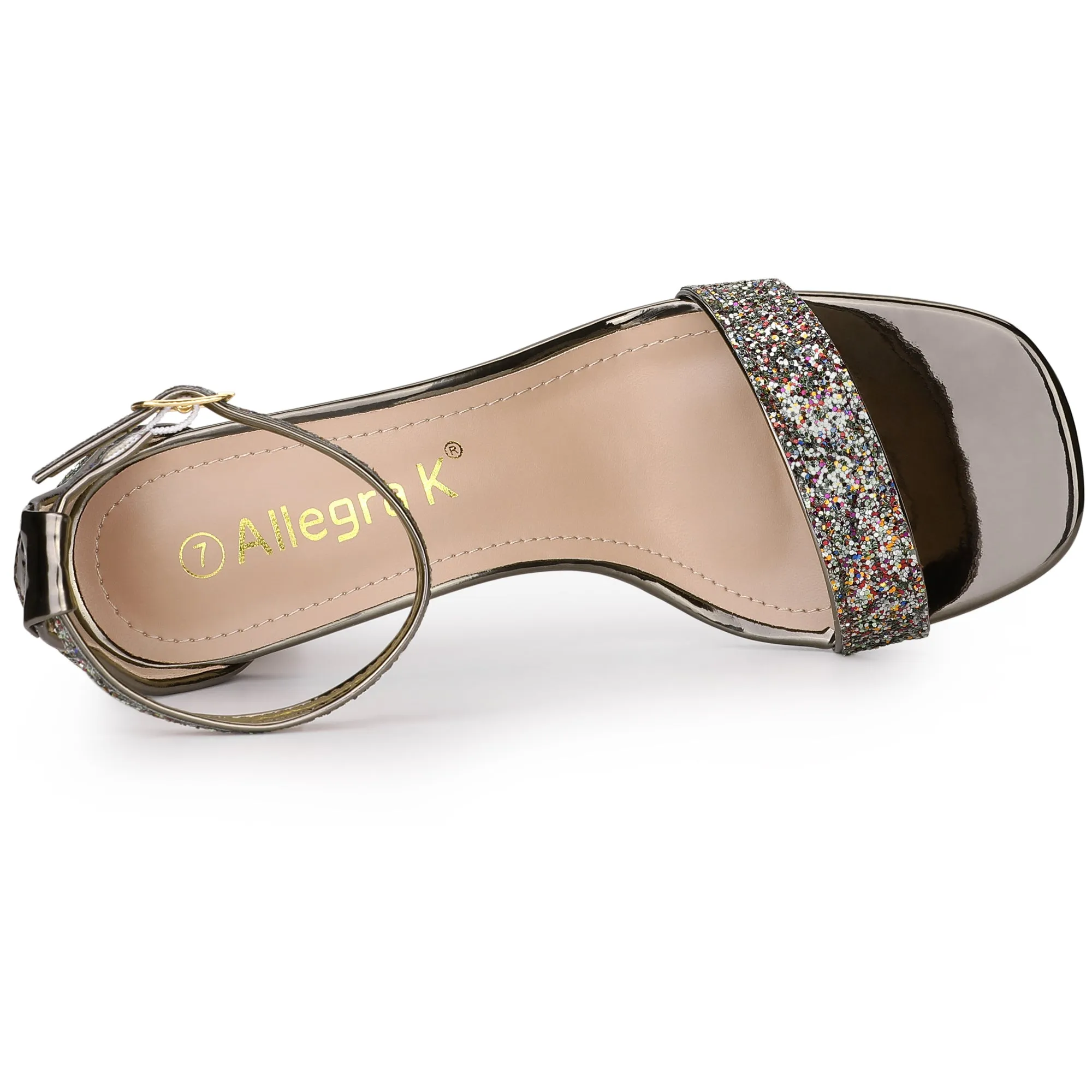 Glitter Ankle Strap Chunky Heel Sandal sold by Allegra K product image thumbnail 5