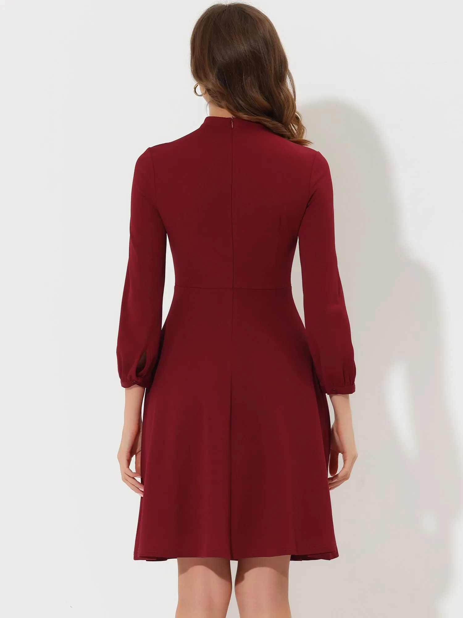 Keyhole 3/4 Sleeve Mock Neck A-line Formal Party Cocktail Dress sold by Allegra K product image thumbnail 3